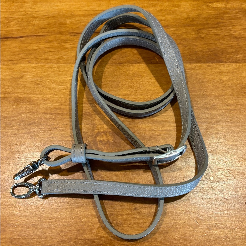 BRIGHTON Taupe Leather Crossbody Strap Silver Lobster Clasps  EUC Adjustable  🩶